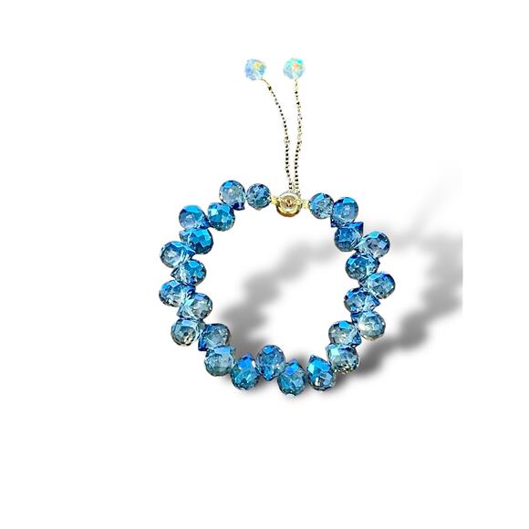 Swarovski Beaded Bracelet- Blue Gold - Picture 2 of 9